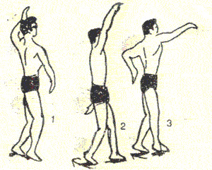 Tập chân, tay trườn phối hợp thở.