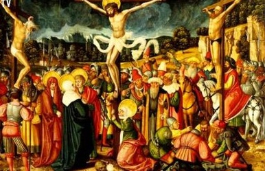 Chúa Jesus bị đóng đinh trên cây thánh giá.
