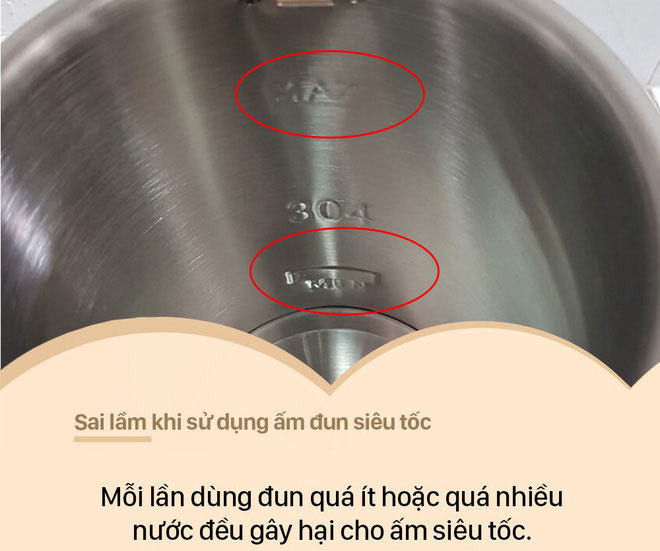 sai-lam-khi-dung-am-sieu-toc-4 Đun quá ít nước hoặc quá nhiều nước một lần