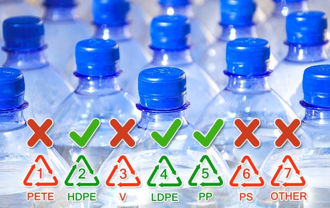 Những chai nhựa được làm từ polyethylene (số 2 và 4), và polypropylene (5 và PP) phù hợp cho việc sử dụng nhiều lần