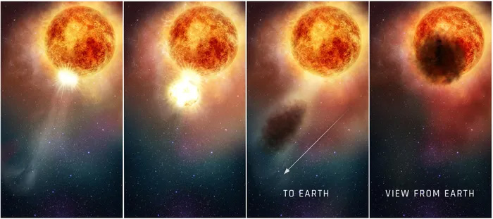 Hình ảnh ngôi sao Betelgeuse phát nổ một phần bề mặt, được chụp bởi Kính Viễn vọng Không gian Hubble.